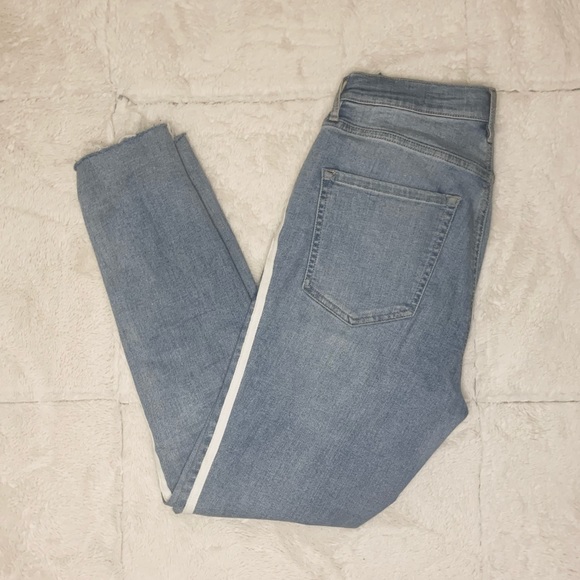 Light Blue Striped Garage Jeggings - Picture 1 of 6